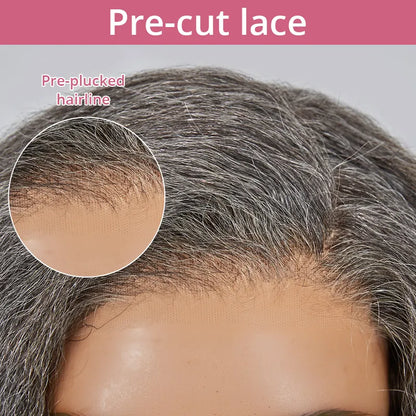 13x4 Glueless Timeless Salt &amp; Pepper Color Yaki Straight Wig