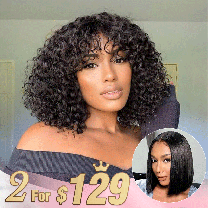 2 𝑭𝑶𝑹 $129🔥Timeless Glueless Bob 3s Wear Go Wig With Bangs