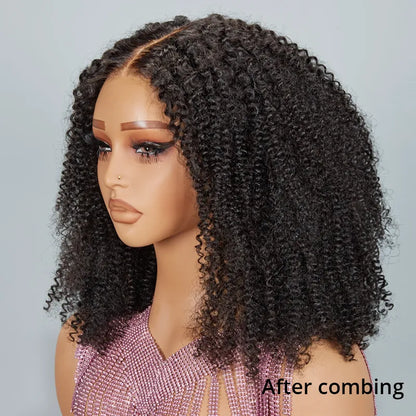 7x5 13x4 Glueless Bouncy Bob Kinky Curly Human Hair Wig