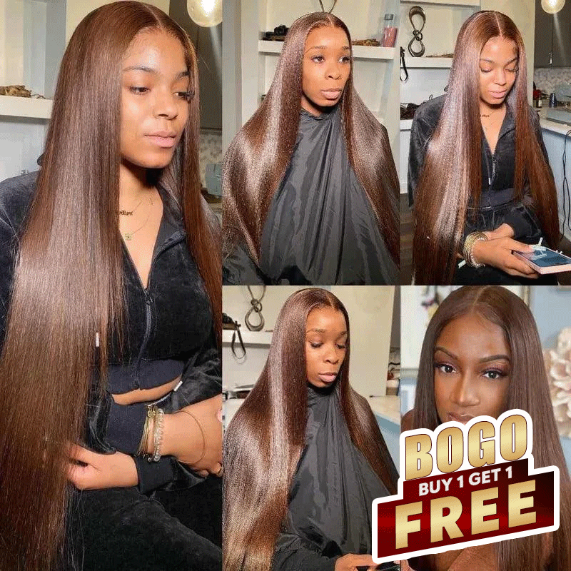 𝐁𝐮𝐲 𝟏 𝐆𝐞𝐭 𝟏 𝐅𝐫𝐞𝐞💥Glueless Wig Wear Go Wig 9X6 Max Parting Chocolate Brown Colored Straight Human Hair Wigs