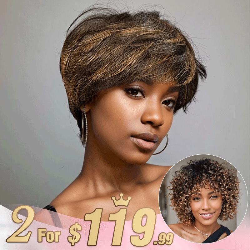 2 𝑭𝑶𝑹 $119🔥Best For Summer Glueless Highlight/Ombre 99J Color Bob Wear Go Wig