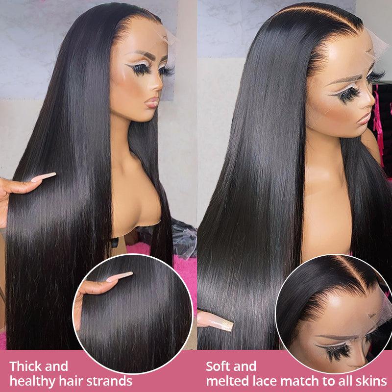 13x4 13x6 Brazilian Straight Transparent Lace Front Wig Human Hair Wigs Prepluked - SHINE HAIR WIG