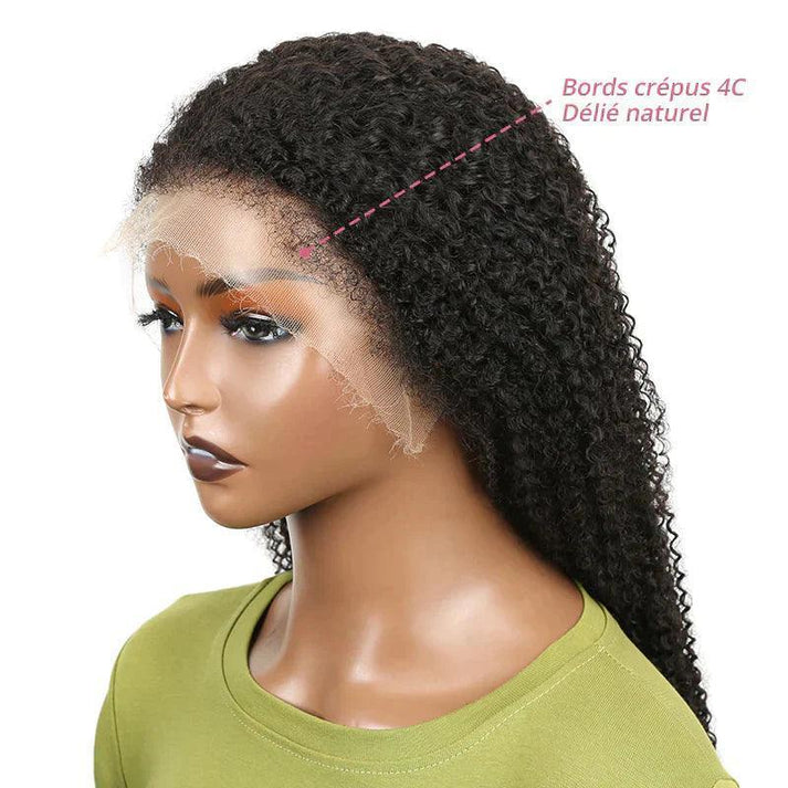 4x4 Glueless Brown Ombré 4C Edges Bob Wig with 250% Density Curly Hair