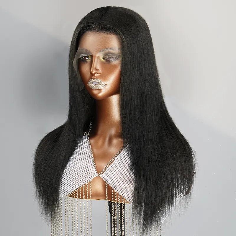 13x4 Retro Pencil Gray Color Lace Frontal Human Hair Wig - SHINE HAIR WIG