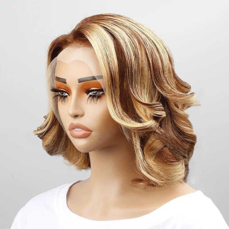 13x4 Straight Highlight Lace Front Bob Wig Human Hair 200% Density - SHINE HAIR WIG