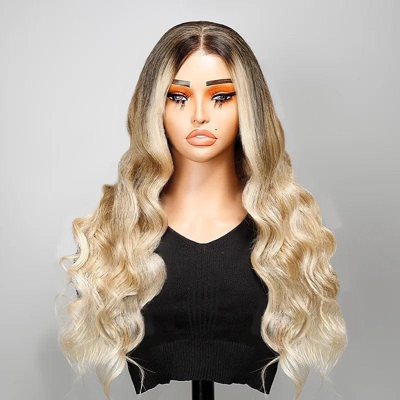 13x4 Styling Designer Wig Color Ombre blonde Ocean Wave Human Hair - SHINE HAIR WIG