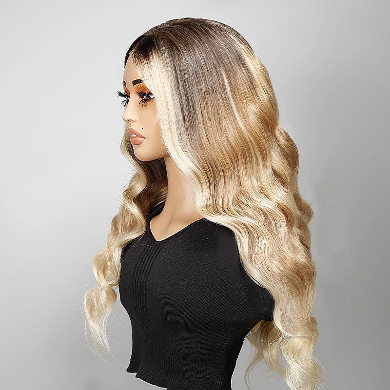 13x4 Styling Designer Wig Color Ombre blonde Ocean Wave Human Hair - SHINE HAIR WIG