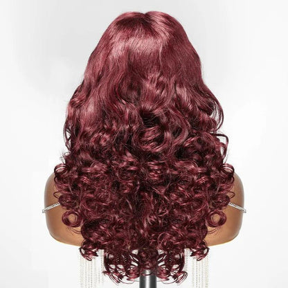 13x4 Thick 99j Layered Bouncy Wavy Lace Frontal Human Hair Wig - SHINE HAIR WIG