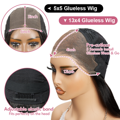 5x5 13x4 Designer Layered Glueless Wear&amp;Go Curtain Bangs Natural Wave Wig