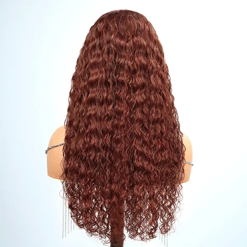 7x5 Glueless Hottest Reddish Brown Colored Wig Micro Knots Curly Human Hair