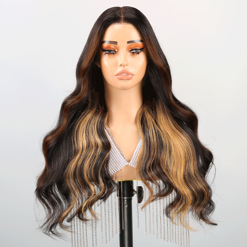 7x5 13x4 Chic Glueless Blonde Highlight Body Wave Frontal Wig