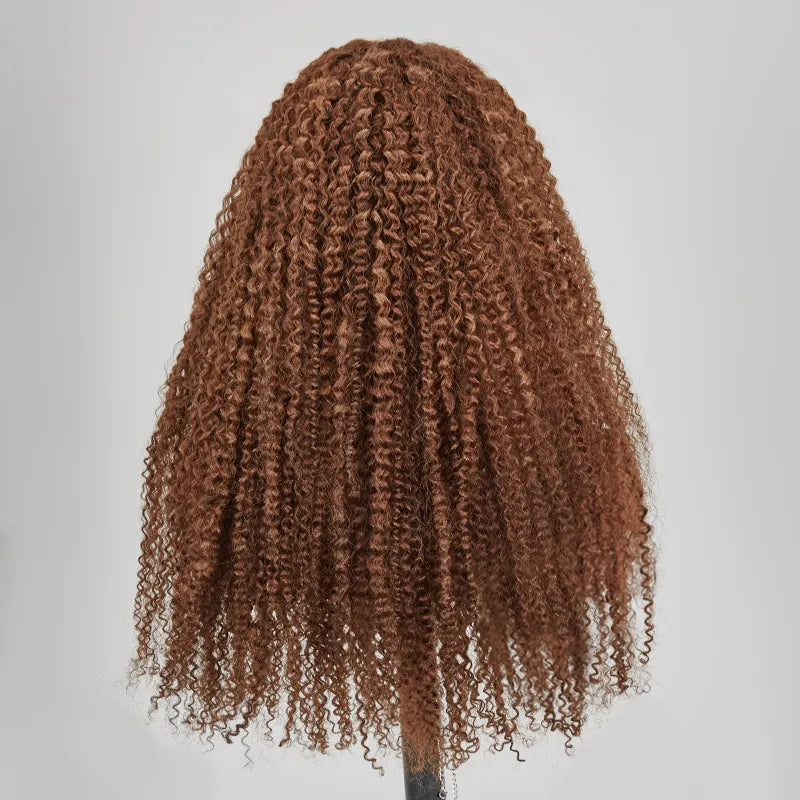 7x5 13x4 Glueless Bouncy Chocolate Brown Color Kinky Curly Wig
