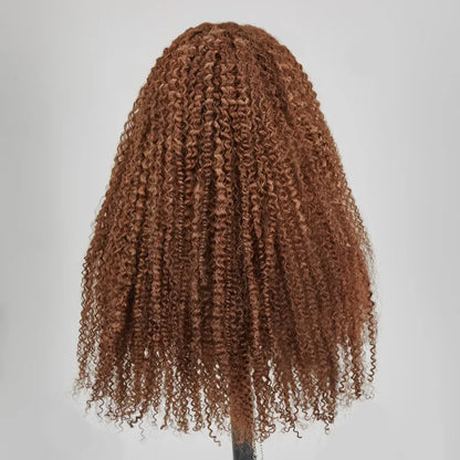 7x5 13x4 Glueless Bouncy Chocolate Brown Color Kinky Curly Wig