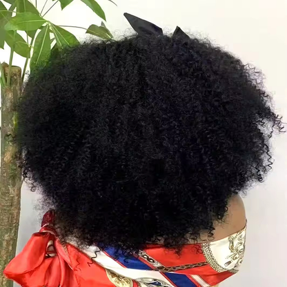 Glueless Brazilian Style Afro Kinky Curly Bob Wig With Bangs 350% Density