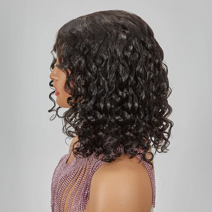 7x5 13x4 Glueless Trendy Short Cut Bob Water Wave Wig Human Hair