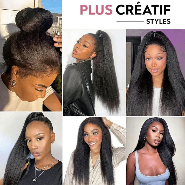 Comfortable and Lightweight 360 Kinky Straight Lace Wig with Flexi-Fit Drawstring Cap