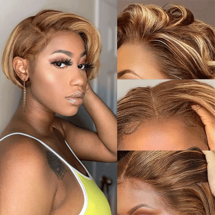 2 𝑭𝑶𝑹 $79🔥13×1 Lace Pixie Cut Curly Wig +Short Pixie Bob Human Hair Wig 200% Densité
