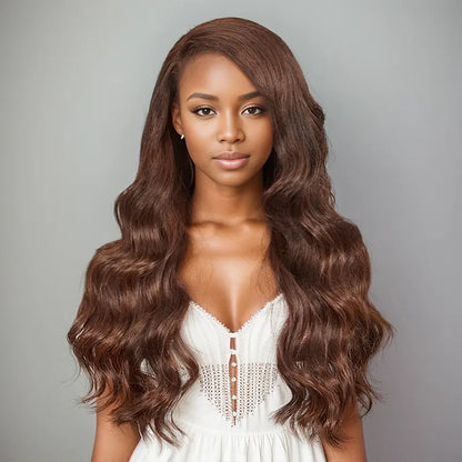 7x5 13x4 Glueless Chocolate Brown Colored Body Wave Human Hair Wigs