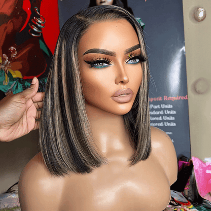 Effortless Elegance 7x4 Glueless Adjustable Cap Bleached Knots Color Highlight Wig
