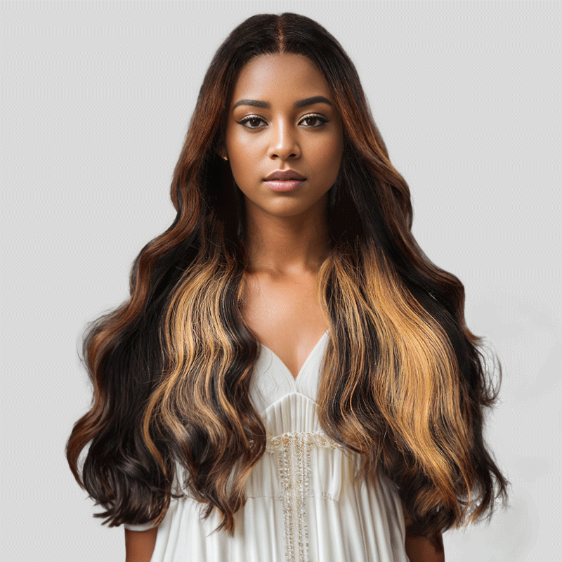 7x5 13x4 Chic Glueless Blonde Highlight Body Wave Frontal Wig