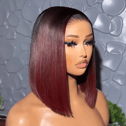 2 𝑭𝑶𝑹 $119🔥Best For Summer Glueless Highlight/Ombre 99J Color Bob Wear Go Wig