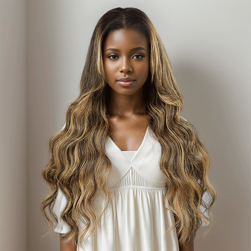 7x5 13x4 Glueless Ombre Highlight Bleached Knots Body Wave Wig