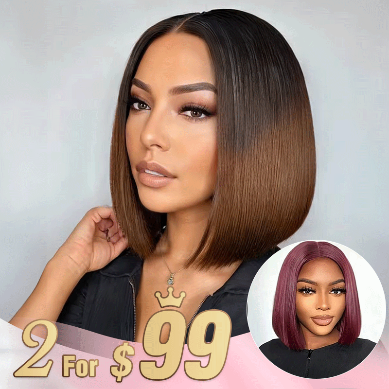 2 𝑭𝑶𝑹 $99🔥 For Beginners Effortless Pre-Plucked 2x6 Lace Bob Wig