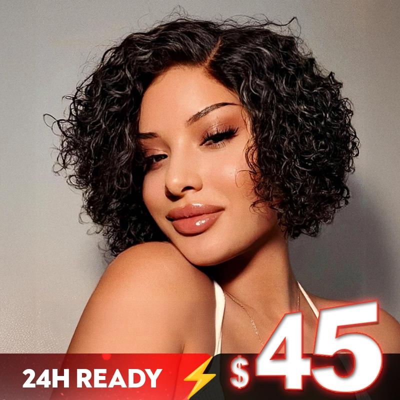 𝐇𝐨𝐭 𝐨𝐧 𝐭𝐫𝐞𝐧𝐝 𝐚𝐧𝐝 𝐫𝐞𝐚𝐝𝐲 𝐢𝐧 𝟐𝟒𝐡⚡Trendy Short Bob Wig 13x4 Lace Curly Human Hair