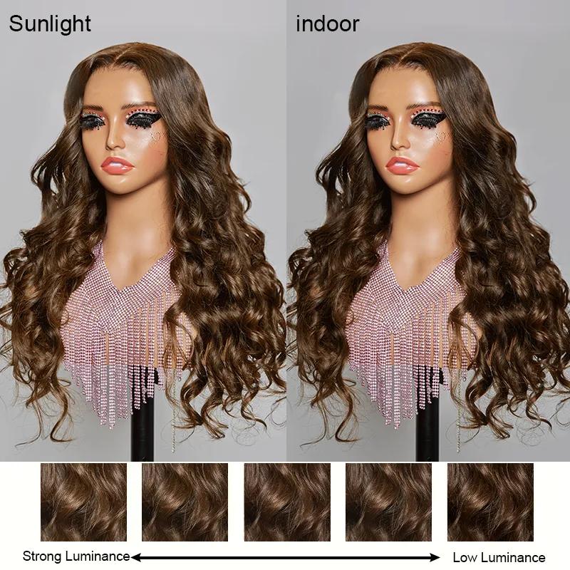 Glueless Chocolate Brown 13x4 Body Wave Human Hair Wig