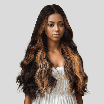 7x5 13x4 Chic Glueless Blonde Highlight Body Wave Frontal Wig