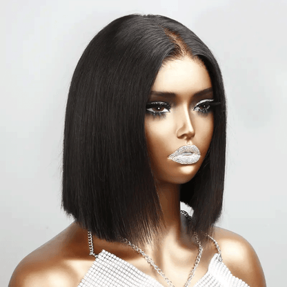 sleek straight bob wig for black women glueless wear go bob wig pre plucked hairline pre bleached knots pre cut lace
