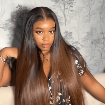 Free Parting 13x4 Glueless Ombre Brown Color Wig Straight 250% Density