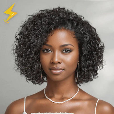 2 𝑭𝑶𝑹 $169🔥8"Glueless Short Curly Bob+10"3x1 Lace Curly With Bangs Bob Wig
