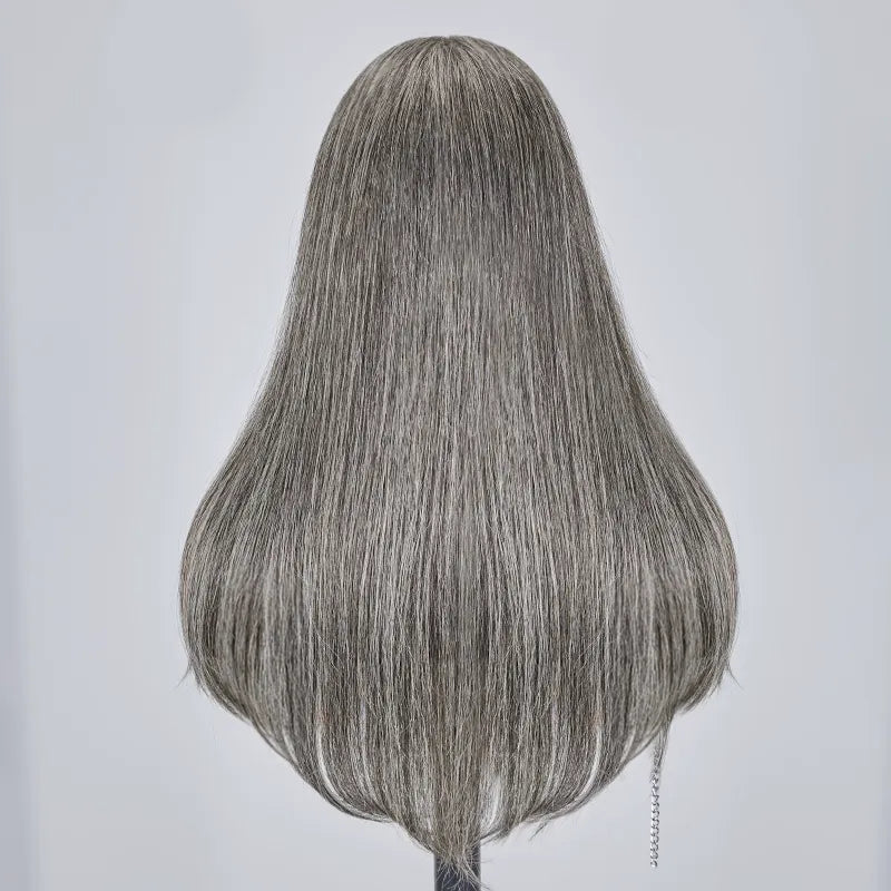 13x4 Glueless Layered Popular Salt & Pepper Color Straight Wig