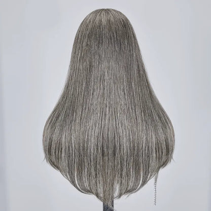 13x4 Glueless Layered Popular Salt &amp; Pepper Color Straight Wig