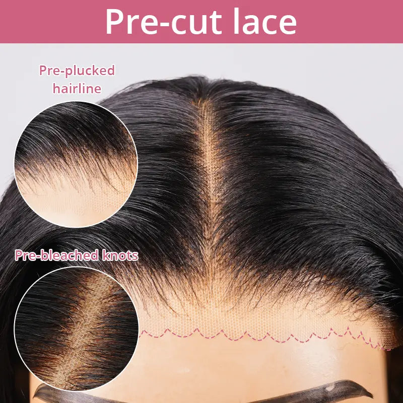 sleek straight bob wig for black women glueless wear go bob wig pre plucked hairline pre bleached knots pre cut lace