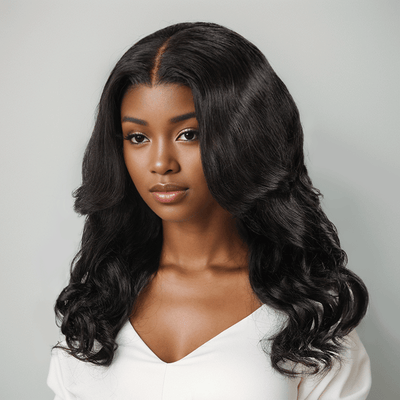 7x5 13x4 Glueless Wear & Go Designer Layered Curtain Bangs Wavy Wig