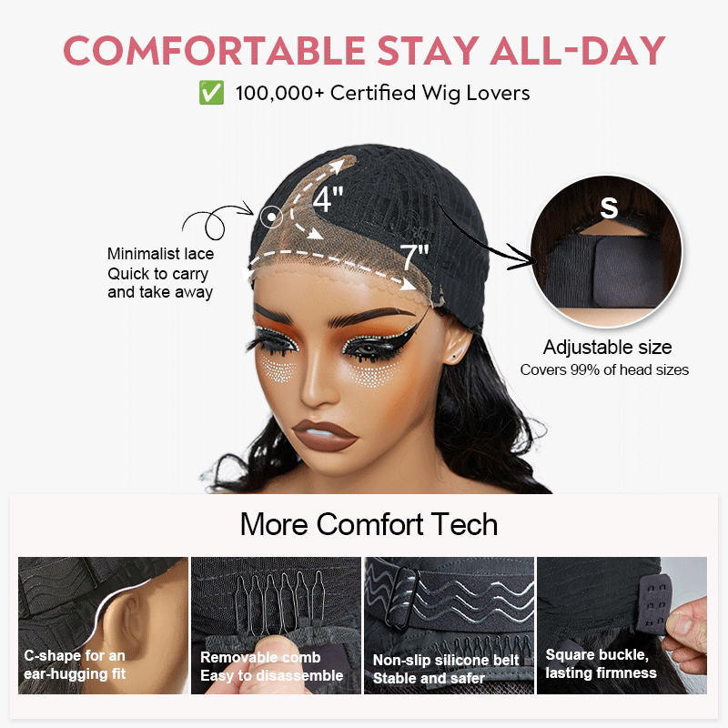 Effortless Elegance 7x4 Glueless Adjustable Cap Bleached Knots Color Highlight Wig