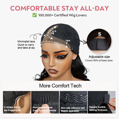 Effortless Elegance 7x4 Glueless Adjustable Cap Bleached Knots Color Highlight Wig