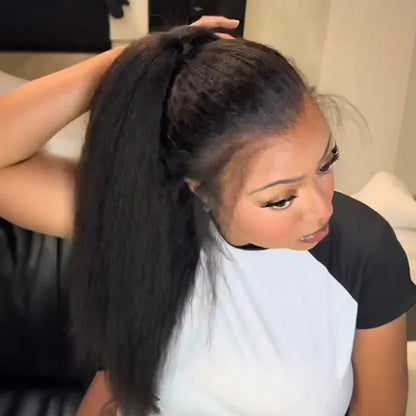 Comfortable and Lightweight 360 Kinky Straight Lace Wig with Flexi-Fit Drawstring Cap