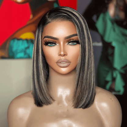 Effortless Elegance 7x4 Glueless Adjustable Cap Bleached Knots Color Highlight Wig