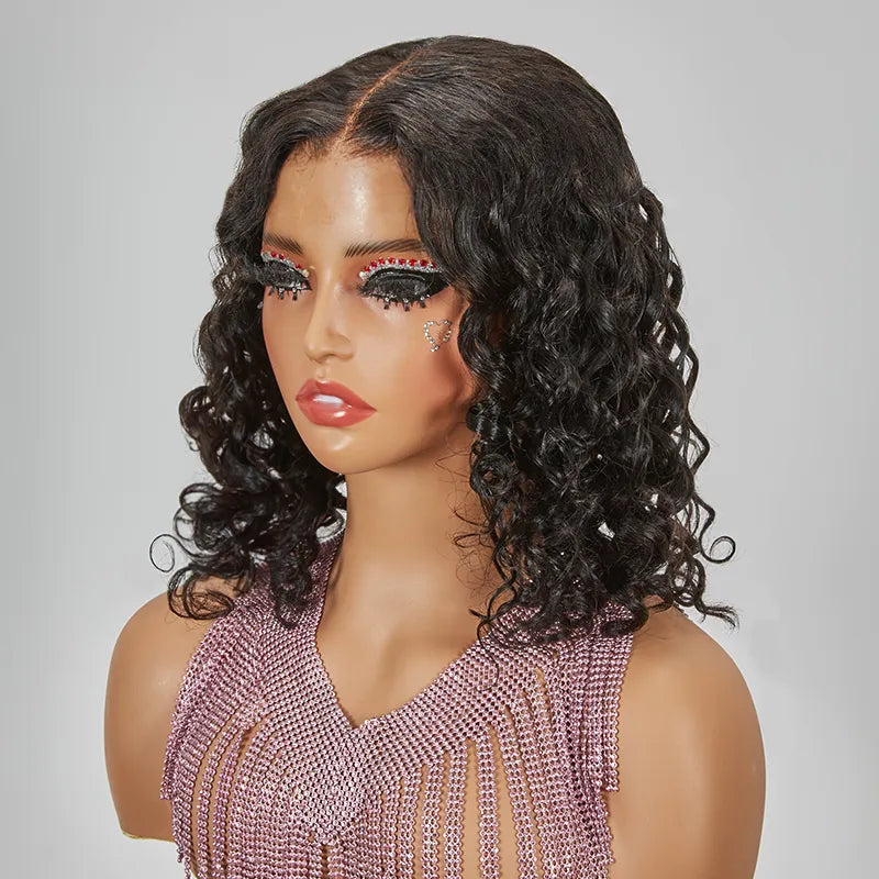 7x5 13x4 Glueless Trendy Short Cut Bob Water Wave Wig Human Hair