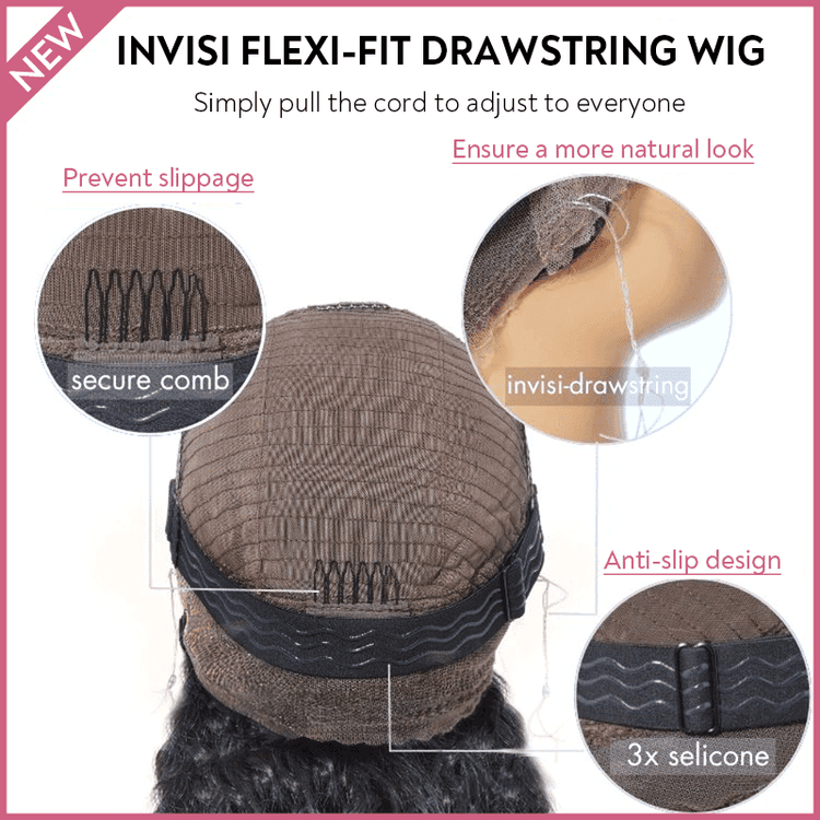 Comfortable and Lightweight 360 Kinky Straight Lace Wig with Flexi-Fit Drawstring Cap