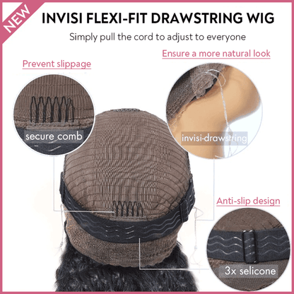 Comfortable and Lightweight 360 Kinky Straight Lace Wig with Flexi-Fit Drawstring Cap