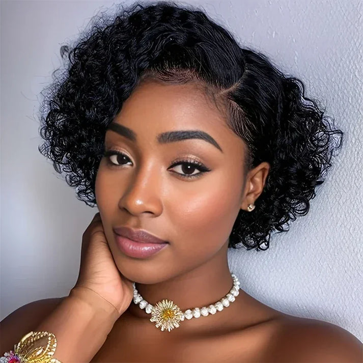 𝐇𝐨𝐭 𝐨𝐧 𝐭𝐫𝐞𝐧𝐝 𝐚𝐧𝐝 𝐫𝐞𝐚𝐝𝐲 𝐢𝐧 𝟐𝟒𝐡⚡Trendy Short Bob Wig 13x4 Lace Curly Human Hair