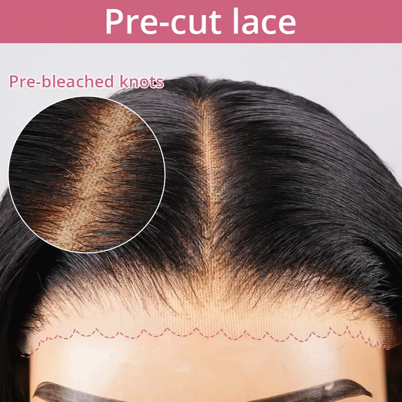 9x6 Glueless Layered Yaki Straight Bob Wig Wear Go For Beginners