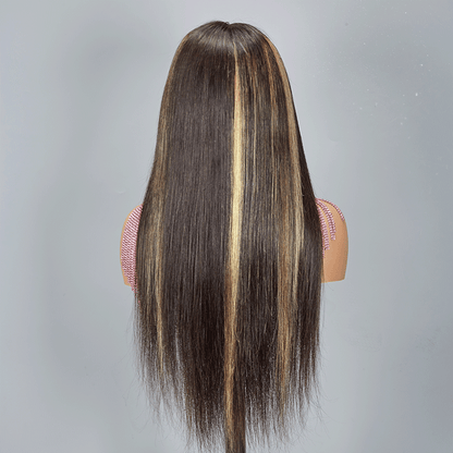7x5 Glueless Shiny Multi-color Highlight Straight Wig Human Hair