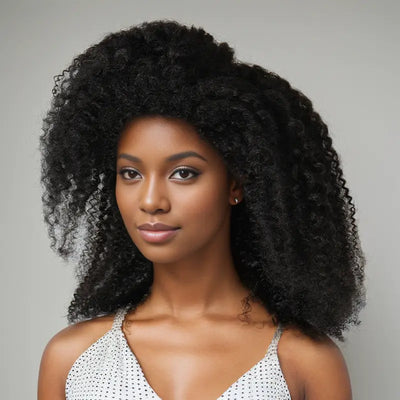 13x4 Glueless Kinky Edges Kinky Curly Frontal Wig 2 Styles
