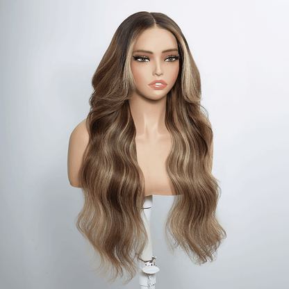 Perruque sans colle droites cheveux humains de couleur marron chocolat