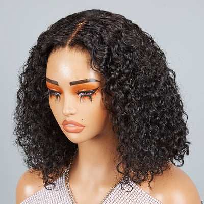 7x5 13x4 Glueless Bouncy Bob Wig Pre-bleached Knots Curly Human Hair